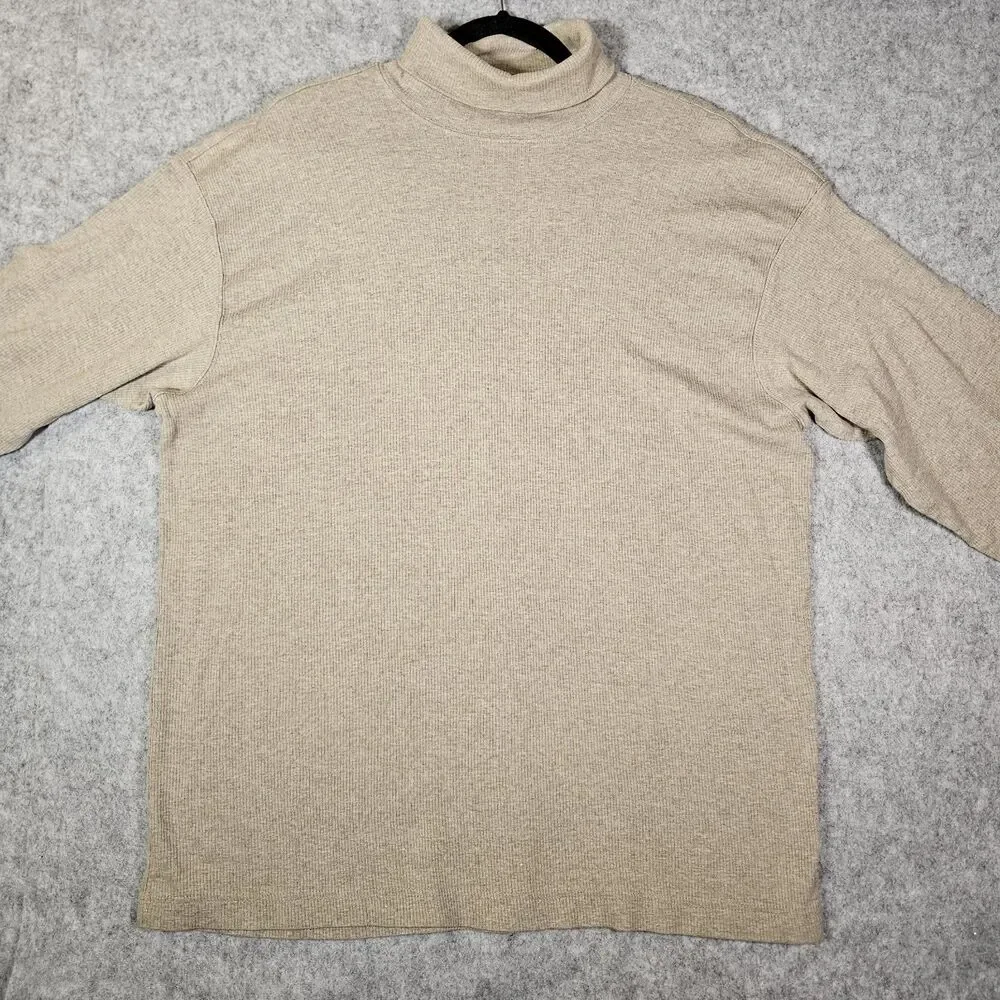 VTG Banana Republic Mens Beige Long Sleeve Turtleneck Sweater Dad Artist Size XL
